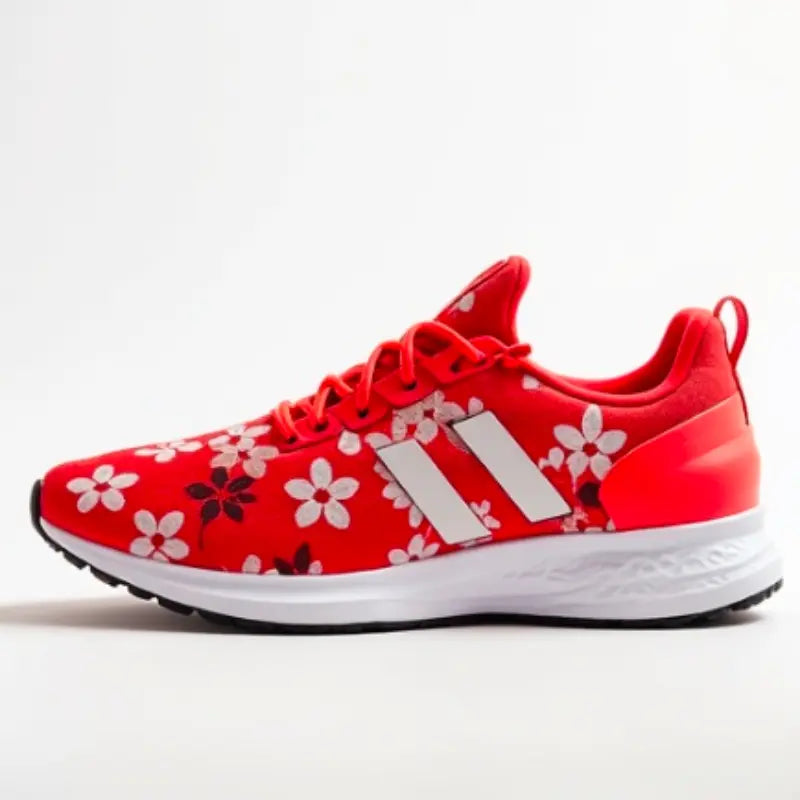 Girls Red Floral Print Lightweight Comfort Sneakers