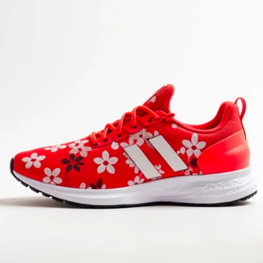 Girls Red Floral Print Lightweight Comfort Sneakers